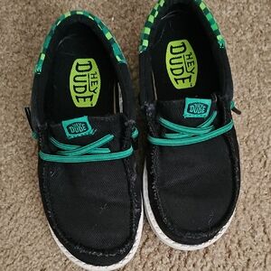 Hey Dude Kids Minecraft shoes - Black with Green Accents